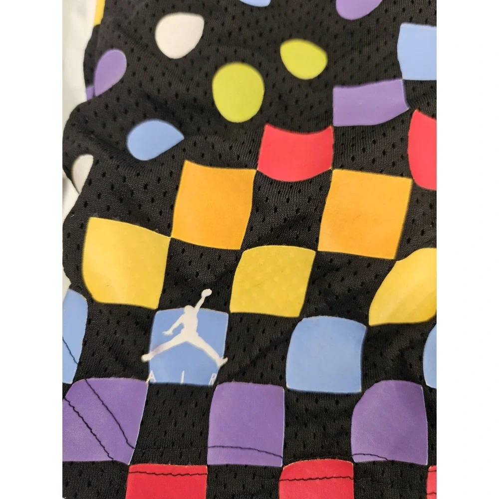 Nike Air Jordan Retro AOP Basketball Shorts Small Black MultiColor Check